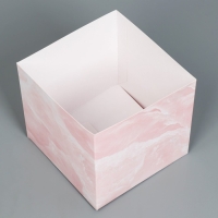 Коробка подарочная для цветов с PVC крышкой, упаковка, &laquo;Мрамор&raquo;, 12 х 12 х 12 см