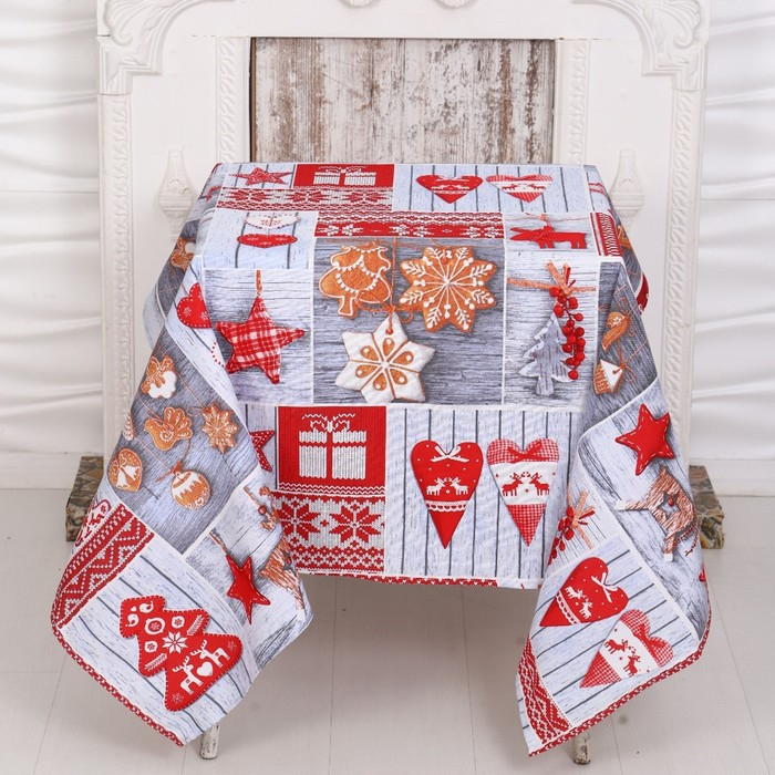 Скатерть новогодняя рогожка DomoVita &laquo;Чудеса&raquo; 150х180 см