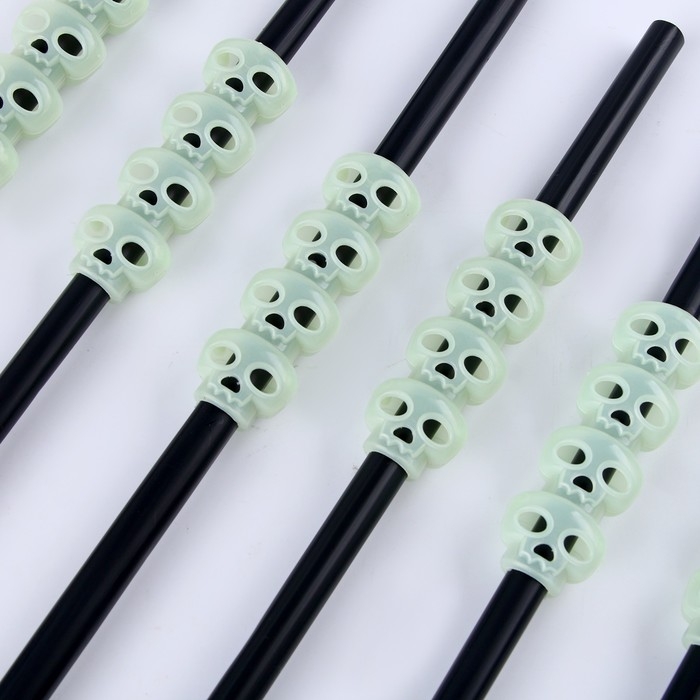 Трубочки для коктейля «Череп», набор 6 шт., светится в темноте Трубочки для коктейля «Череп», набор 6 шт., светится в темноте