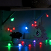 Гирлянда &laquo;Нить&raquo; 5 м с насадками &laquo;Ёжики&raquo;, IP20, прозрачная нить, 20 LED, свечение мульти (RG/RB), мигание, 220 В