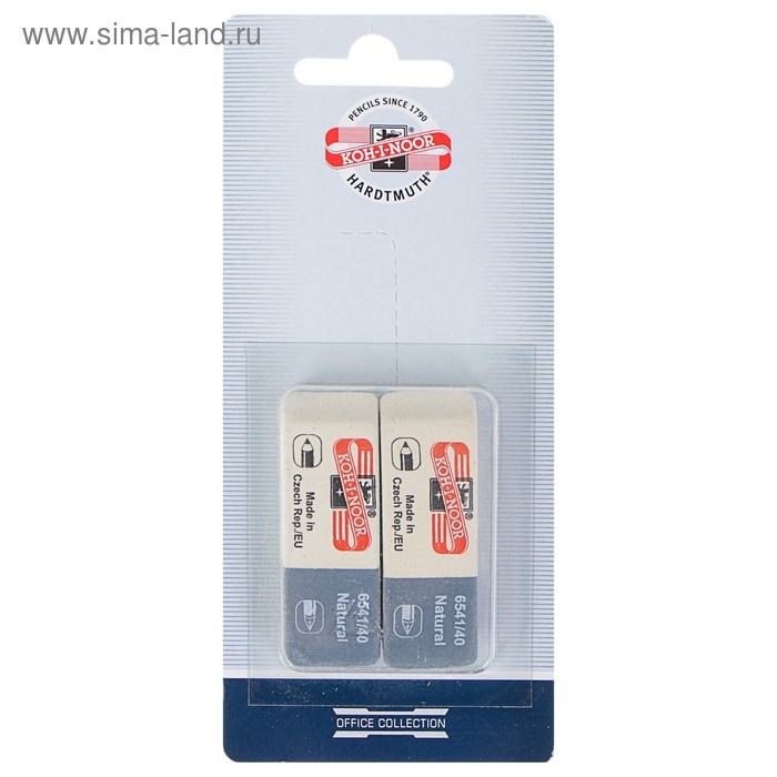 Набор ластиков 2 штуки Koh-I-Noor Sanpearl 6541/40, комбинированный, каучук, блистер