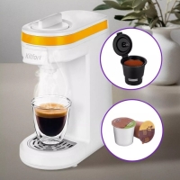 Кофеварка Kitfort KT-7122-3, капсульная, 800 Вт, 0.36 л, бело-жёлтая