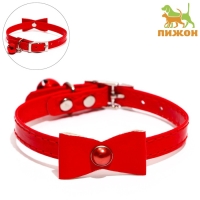 Ошейник "Сияние" с бусиной и бубенчиком, 29 х 1 см, ОШ 21-26, красный Ошейник "Сияние" с бусиной и бубенчиком, 29 х 1 см, ОШ 21-26, красный