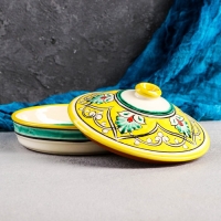 Масленка Риштанская Керамика "Узоры", 17 см, желтая Масленка Риштанская Керамика "Узоры", 17 см, желтая