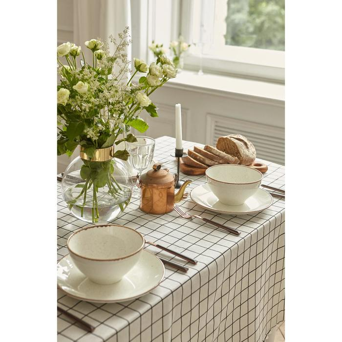 Скатерть Доляна "Клетка" 145х200&plusmn;3см,100%пэ, рогожка 130 гр/м