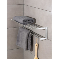 Полка откидная с держателем полотенец, 5 двигающихся крючков, 59,5&times;20,5&times;15 см, алюминий