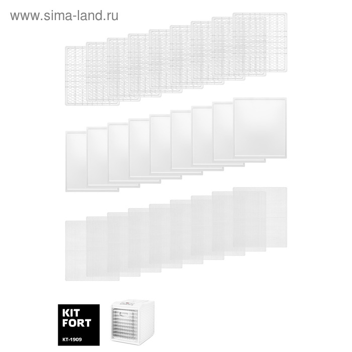 Сушилка для овощей и фруктов Kitfort KT-1909, 700 Вт, 9 ярусов, белая Сушилка для овощей и фруктов Kitfort KT-1909, 700 Вт, 9 ярусов, белая