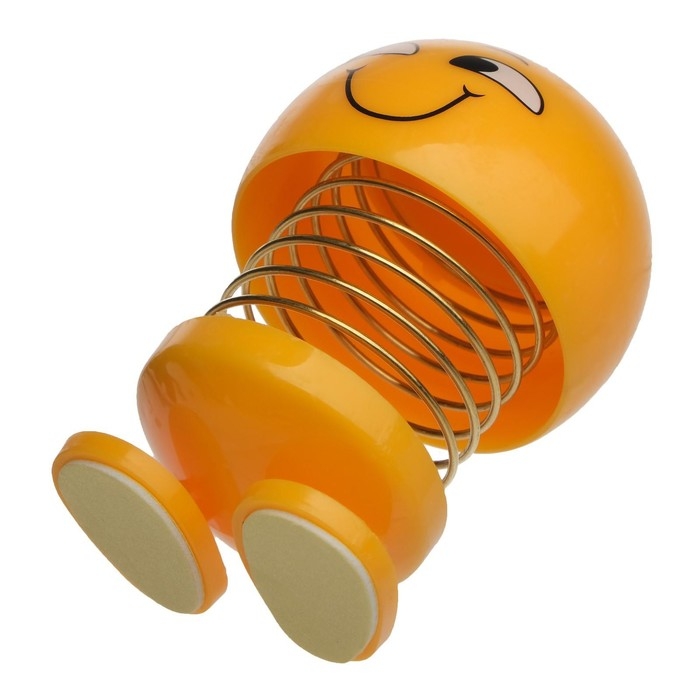 Смайл на пружинке, на панель в авто, улыбка, желтый Смайл на пружинке, на панель в авто, улыбка, желтый