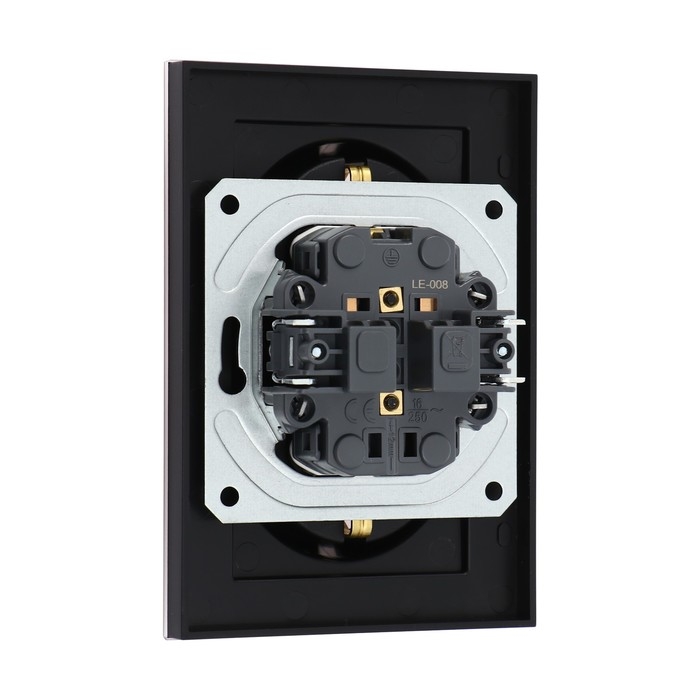 Розетка двухместная TOT Matte Glass, 16 А, скрытая, с з/к, стекло, черная