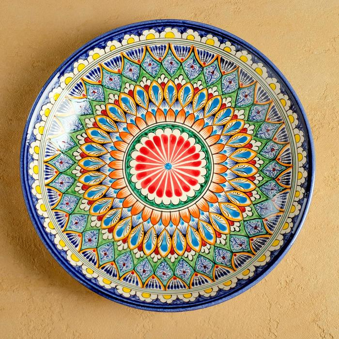 Ляган Риштанская Керамика Ляган Риштанская Керамика "Узоры", 25 см, синий