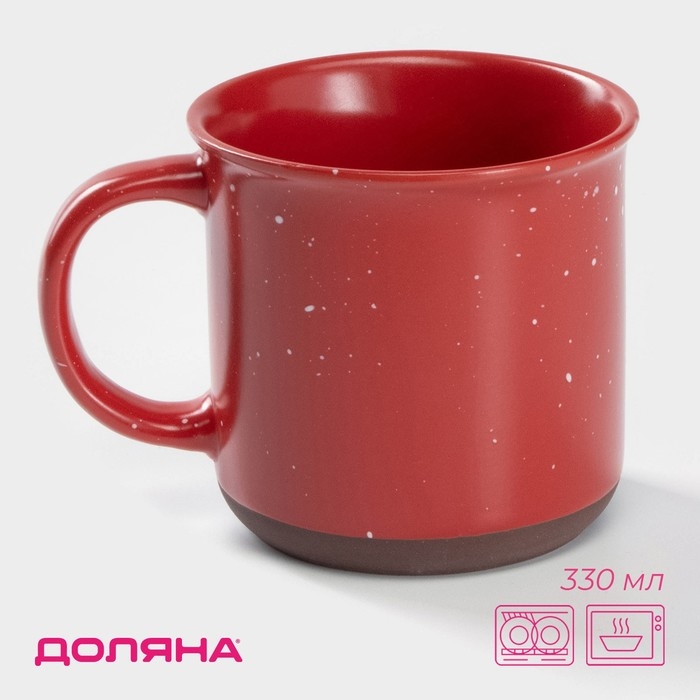 Кружка керамическая Доляна &laquo;Клео&raquo;, 330 мл, цвет красный