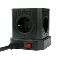 Сетевой фильтр Cablexpert Tower TWR-9-U4-B-2, 9р, 16А, 4хUSB, 3.1А, 2м, ур.защиты 4+, черный