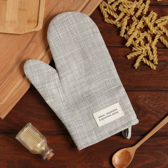 Варежка-прихватка Доляна Варежка-прихватка Доляна "Душевная кухня" 20х28 см, 50% хлопк, 50% п/э, рогожка 158 г/м2