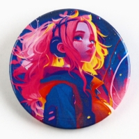 Значок металлический аниме , набор &laquo;Неон&raquo;, d=38 мм, 4 шт.