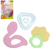 Набор прорезывателей силиконовых &laquo;Грызунки&raquo;, с погремушкой, 3 шт., Крошка Я