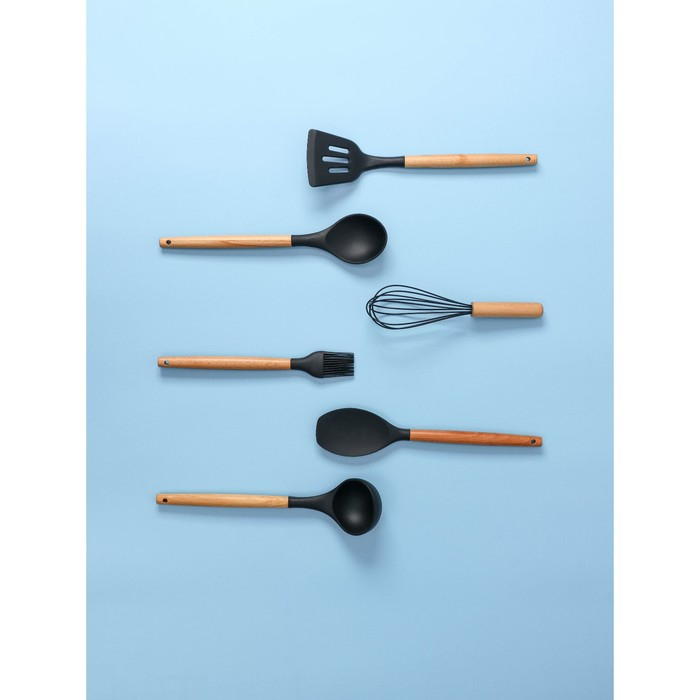 Набор кухонных принадлежностей Доляна &laquo;Лиам&raquo;, 7 предметов, 33&times;12,5&times;12,5 см, цвет чёрный