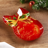 Новый год. Тарелки в форме банта &laquo;С Новым годом&raquo;, 13,5 х 18 см