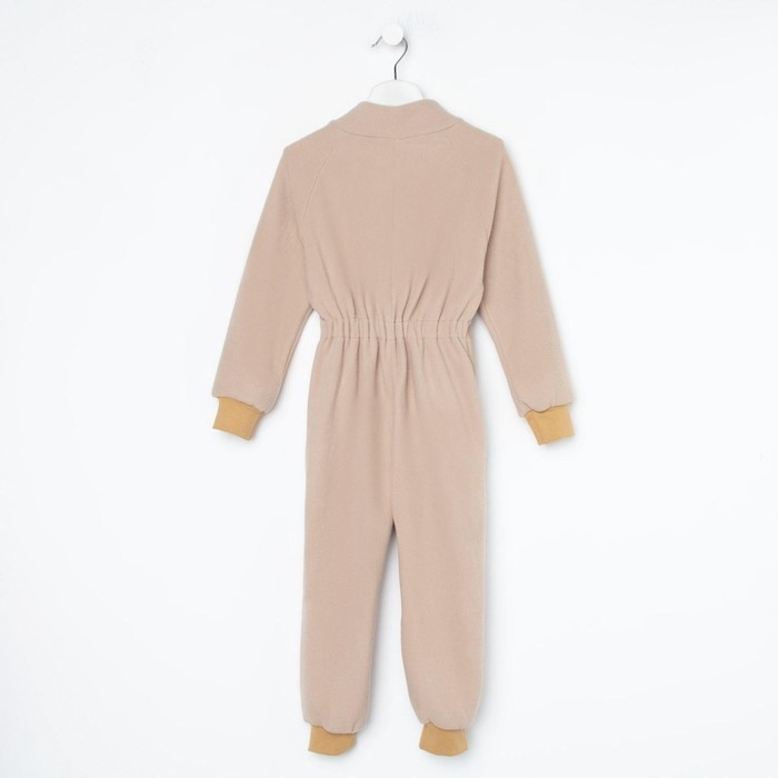 Комбинезон воротник-стойка, цвет бежевый, рост 98-104 см