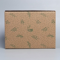 Коробка подарочная сборная, упаковка, &laquo;Веточки&raquo;, бурый, 27 х 21 х 9 см