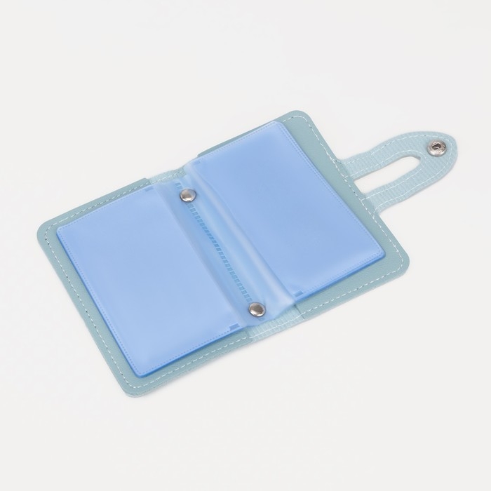 Визитница на кнопке, 26 карт, цвет мятный