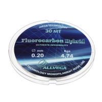 Леска монофильная ALLVEGA Fluorocarbon Hybrid, диаметр 0.20 мм, тест 4.74 кг, 30 м, флюорокарбон 65% Леска монофильная ALLVEGA Fluorocarbon Hybrid, диаметр 0.20 мм, тест 4.74 кг, 30 м, флюорокарбон 65%
