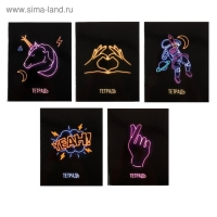 Тетрадь 48 листов в клетку Calligrata Neon, обложка мелованный картон, УФ-лак, блок офсет, МИКС