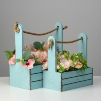 Набор кашпо деревянных 2 в 1 (25.5×15×30; 20×12×23) "Прованс", серо-голубой Набор кашпо деревянных 2 в 1 (25.5×15×30; 20×12×23) "Прованс", серо-голубой