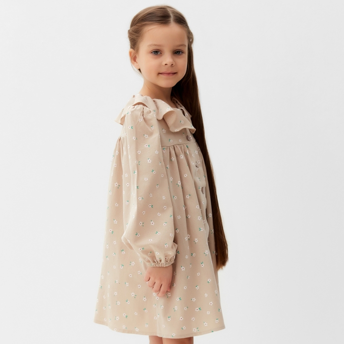 Платье детское с воротником KAFTAN, р.32 (110-116), бежевый Платье детское с воротником KAFTAN, р.32 (110-116), бежевый