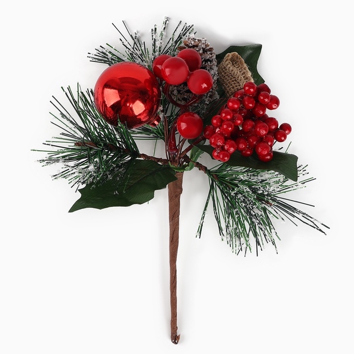 Новогодний декор, веточка Новогодний декор, веточка "Зимние настроение" 17х13х10 см