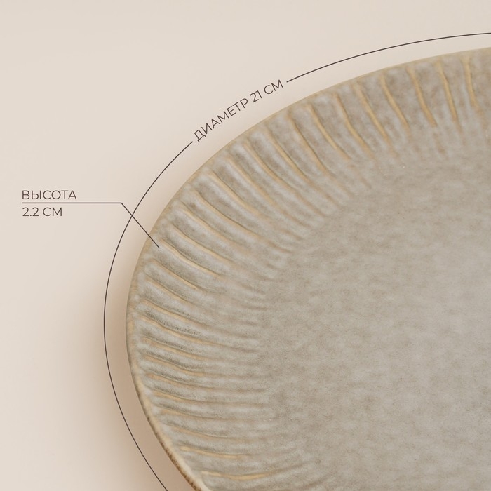 Набор тарелок фарфоровых SL Home &laquo;Монти&raquo;, d=21 см, цвет серый