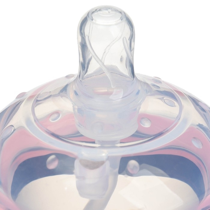 Бутылочка для кормления M&B, ШГ &Oslash;70мм, от 6 мес, 250мл., с ручками, силиконовая колба, цвет розовый