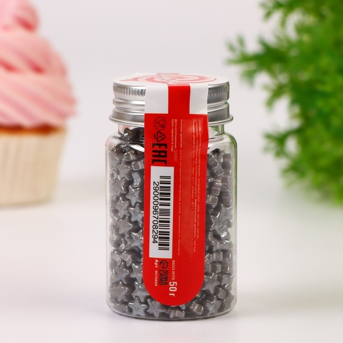 Кондитерская посыпка Кондитерская посыпка "Звезда малая" серая, 50 г