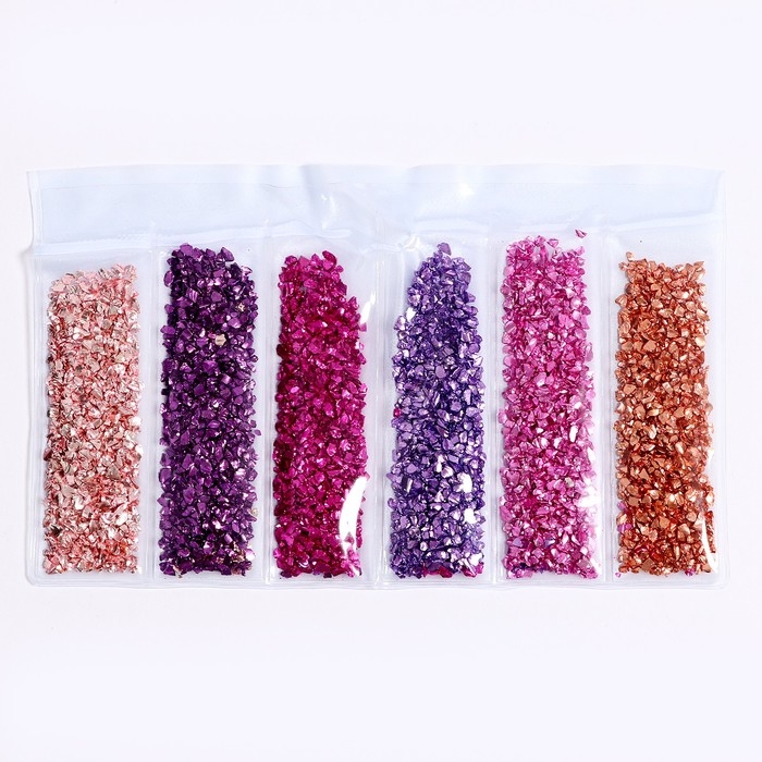 Крошка стеклянная для эпоксидной смолы, набор 6 цветов, вес 1 цвета &mdash; 5 г