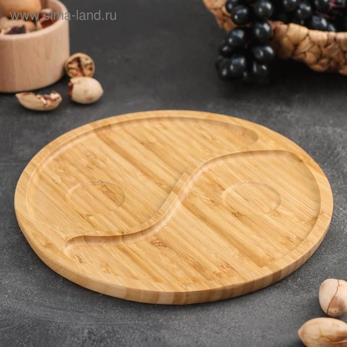 Менажница Доляна &laquo;Инь и ян&raquo;, 25&times;25&times;1,5 см, бамбук