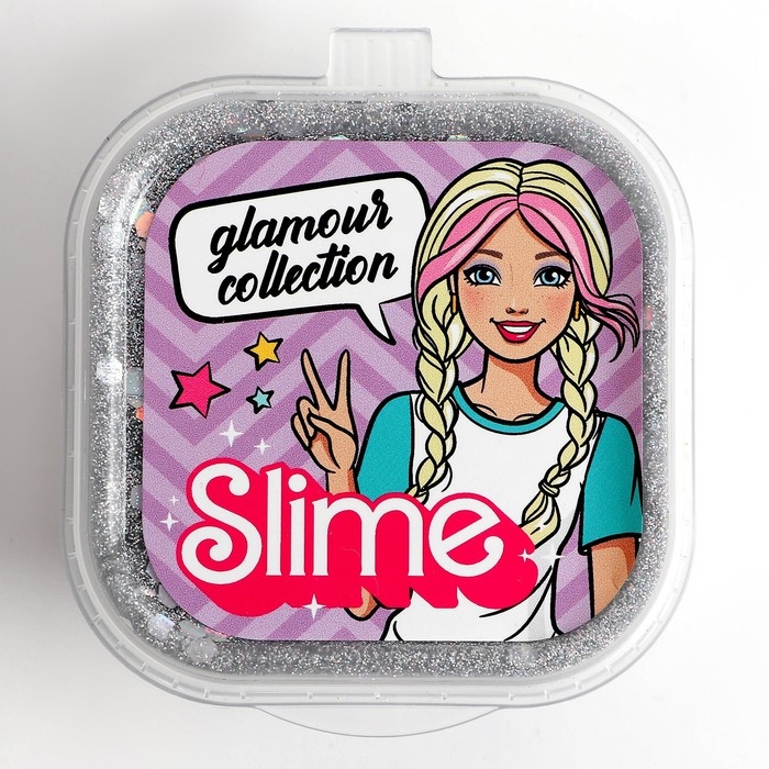 Слайм Glamour collection, серебряный с блёстками Слайм Glamour collection, серебряный с блёстками