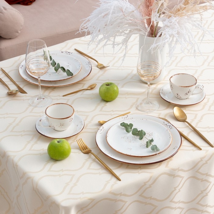 Скатерть Этель "Ажур" цв.бежевый, 142*283 +/-3 см, 115 &plusmn;10 гр,100% п/э