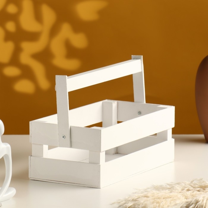 Кашпо деревянное 24.5&times;13.5&times;9 см "Двушка Лайт", двухреечное, белый Дарим Красиво