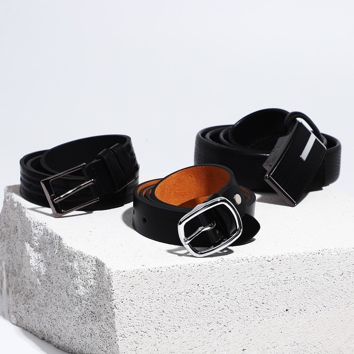 Подарочный набор "Хороший вкус", ремни, пресс.кожа, цвет чёрный