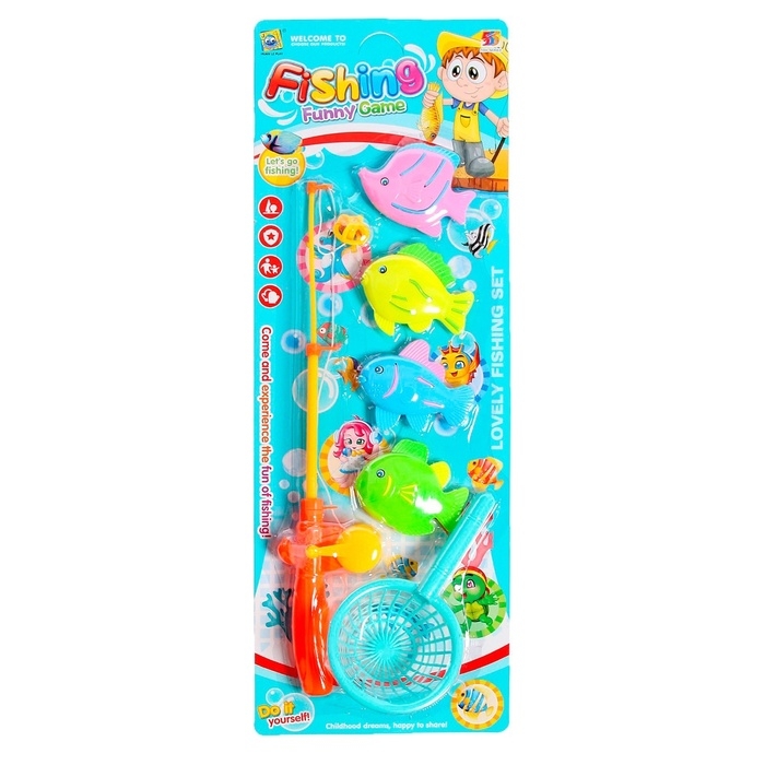 Рыбалка «Весёлые рыбки», 4 рыбки, 1 удочка, сачок Рыбалка «Весёлые рыбки», 4 рыбки, 1 удочка, сачок