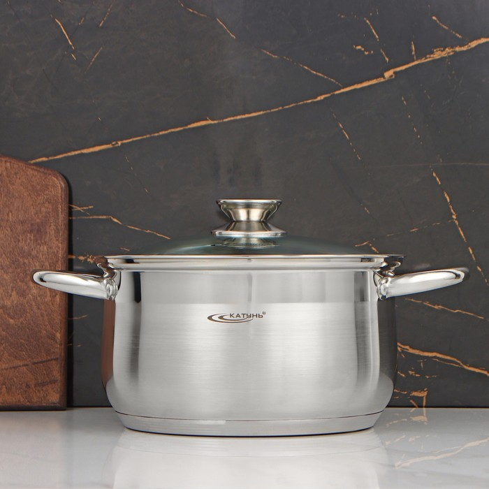 Кастрюля &laquo;Диана&raquo;, 6 л, d=24 см, капсульное дно, стеклянная крышка, индукция