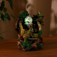 Фонтан "Слоны с монетками, в горах" 20х13 см (с подсветкой)