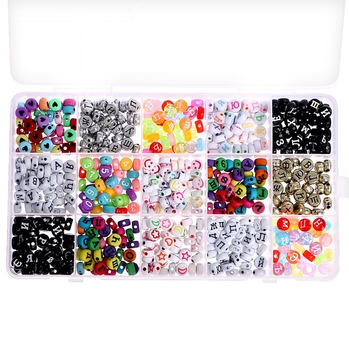 Набор для творчества «Создай украшение», буквы русские, 11 видов бусин Набор для творчества «Создай украшение», буквы русские, 11 видов бусин