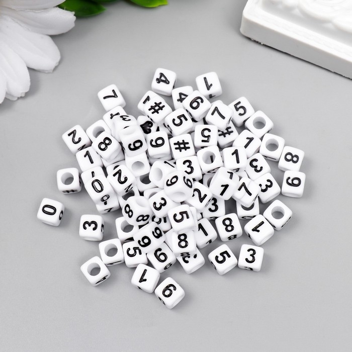Набор бусин с цифрами Набор бусин с цифрами "Астра" 6х6 мм, 150 шт/упак