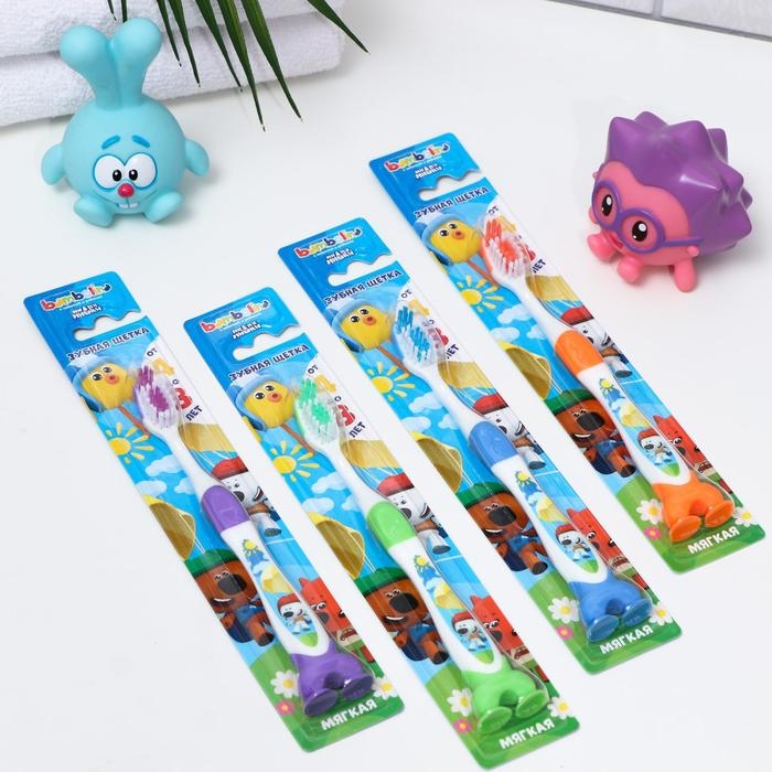 Зубная щётка детская Bambolina &laquo;МиМиМишки&raquo; мягкая, с подушечкой для чистки языка, 4-8 лет