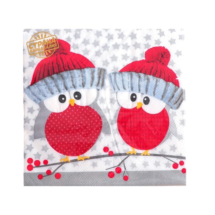 Салфетки бумажные &laquo;Совушки в шапочках&raquo;, 33х33 см, набор 20 шт.