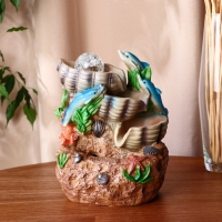 Фонтан "Дельфины" ракушки-кадки, 11х16х24 см (с подсветкой) Фонтан "Дельфины" ракушки-кадки, 11х16х24 см (с подсветкой)