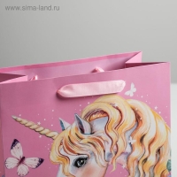 Пакет подарочный ламинированный вертикальный, упаковка, &laquo;Единорог&raquo;, ML 23 х 27 х 11,5 см