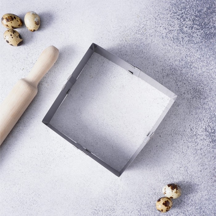 Форма для выкладки и выпечки с регулировкой размера Доляна «Квадрат», 9-15 см, h=5 см, цвет серебристый Форма для выкладки и выпечки с регулировкой размера Доляна «Квадрат», 9-15 см, h=5 см, цвет серебристый