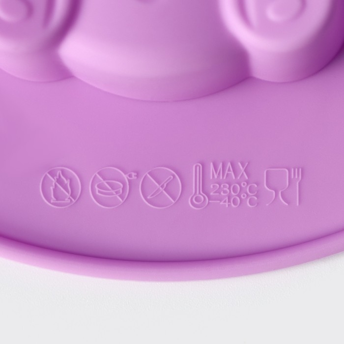 Форма для выпечки Доляна &laquo;Мишка&raquo;, силикон, 27&times;24 см, 7 ячеек, цвет сиреневый