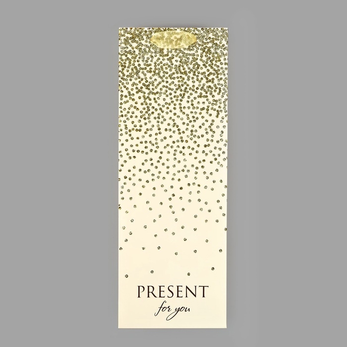 Пакет под бутылку &laquo;Подарок&raquo;, глиттер, 13 х 36 х 10 см